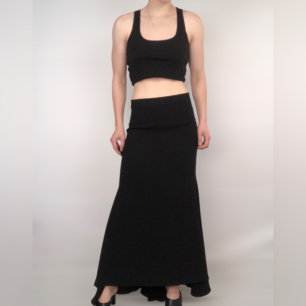 NWT Timeless Naeem Khan Maxi High Low Tail Crepe Skirt Black Size 10